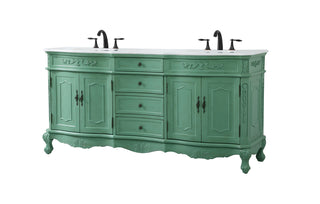 72 inch double Bathroom vanity in vintage mint with ivory white engineered marble