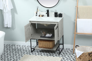 30 inch Single bathroom vanity in concrete grey with backsplash