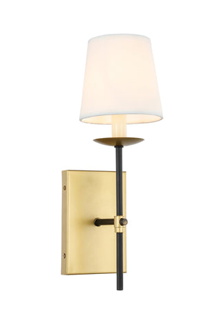 Eclipse 1 light Brass and Black and White shade wall sconce