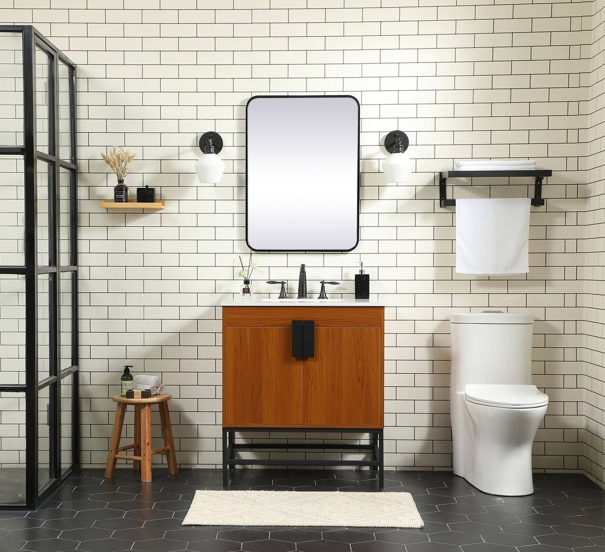 30 inch Single bathroom vanity in teak