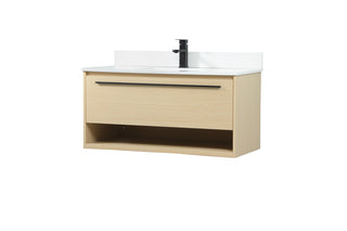 40 inch Single bathroom vanity in maple with backsplash