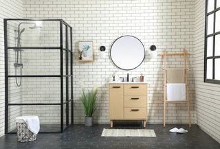 30 inch bathroom vanity in Maple with backsplash