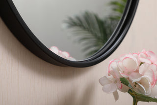 Metal frame round mirror with decorative hook 18 inch in Black