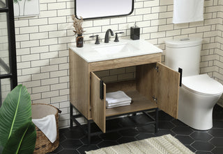 30 inch Single bathroom vanity in natural oak