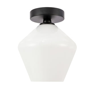 Gene 1 light Black and Frosted white glass Flush mount