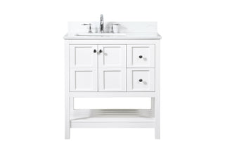 32 inch Single bathroom vanity in white with backsplash
