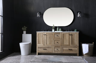 60 Inch Double Bathroom Vanity In Natural Oak