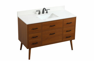 48 inch Single bathroom vanity in teak with backsplash