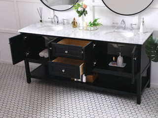 72 in. double sink bathroom vanity set in Black