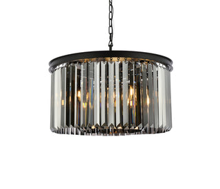 Sydney 8 light Matte Black Chandelier Silver Shade (Grey) Royal Cut Crystal