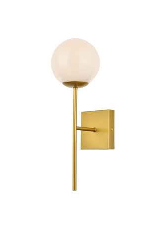 Neri 1 light brass and white glass wall sconce