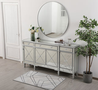 72 inch mirrored credenza in silver
