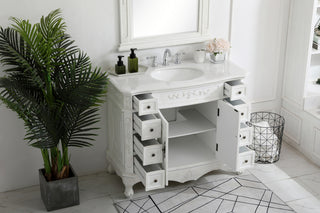 42 inch Single Bathroom vanity in Antique White with ivory white engineered marble