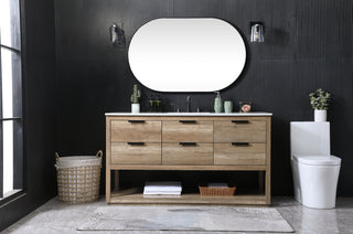 60 Inch SIngle Bathroom Vanity In Natural Oak