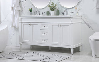 60 inch double bathroom vanity in white