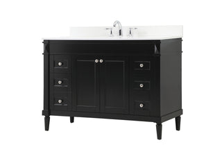 48 inch Single bathroom vanity in black with backsplash