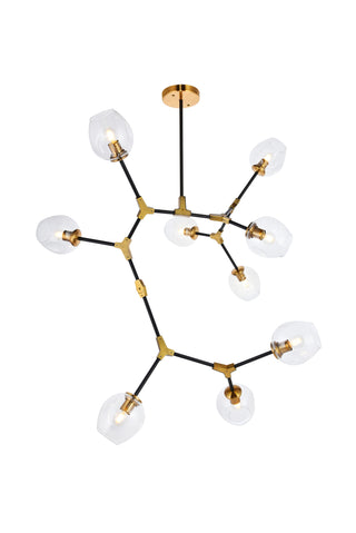 Cavoli 9 light in Light Antique Brass and Flat Black Pendant