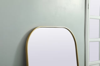 Metal Frame Arch Full Length Mirror 35x72 Inch in Brass