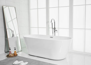 65 inch soaking roll top bathtub in glossy white