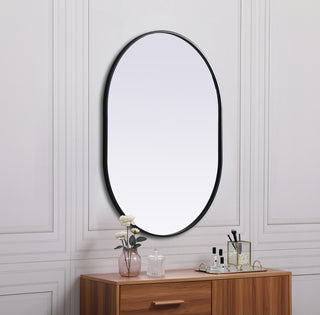 Metal Frame Oval Mirror 30x40 Inch in Black