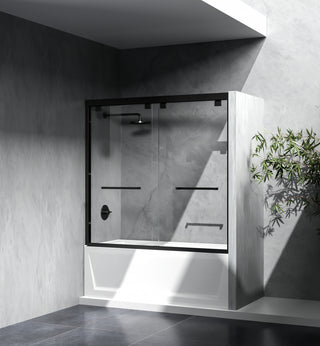 Semi-frameless tub door 60 x 60 Matte Black