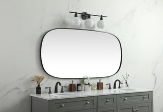 Metal Frame Oval Mirror 30x60 Inch in Black