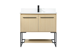 36 inch Single bathroom vanity in maple with backsplash