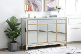 56 inch mirrored credenza in gold