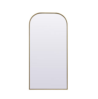 Metal Frame Arch Full Length Mirror 32x66 Inch in Brass