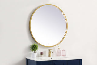 Pier 32 inch LED mirror with adjustable color temperature 3000K/4200K/6400K in brass