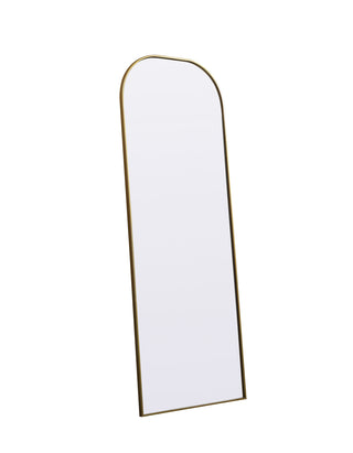 Metal Frame Arch Full Length Mirror 28x74 Inch in Brass