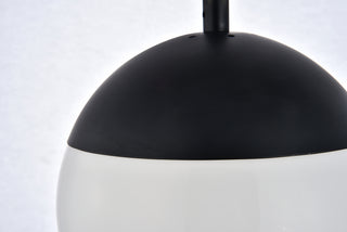 Eclipse 1 Light Black Pendant With Frosted White Glass