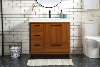 36 inch Single bathroom vanity in Teak