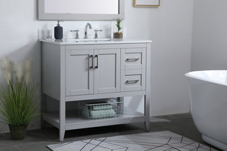 36 inch Single Bathroom Vanity in Grey with Backsplash