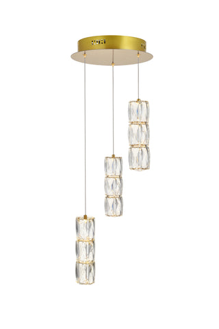 Polaris LED light Gold Pendant Clear Crystal