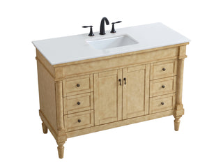 48 inch Single Bathroom vanity in Antique Beige with ivory white engineered marble