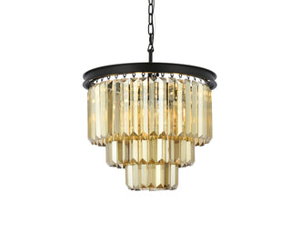 Sydney 9 light Matte Black Chandelier Golden Teak (Smoky) Royal Cut Crystal