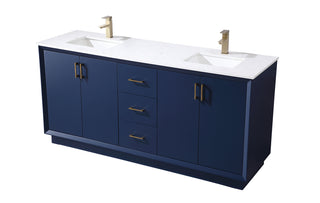 72 Inch Double Bathroom Vanity In Blue