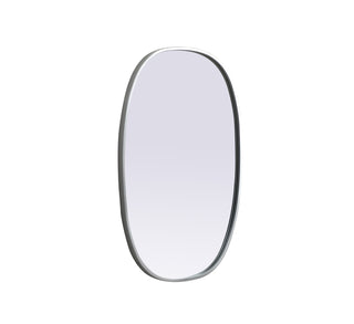 Metal Frame Oval Mirror 20x30 Inch in Silver