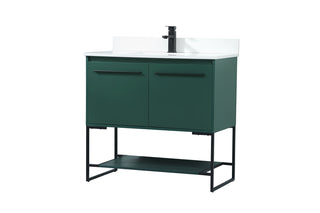 36 inch Single bathroom vanity in green with backsplash