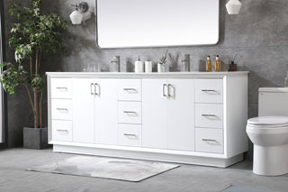 84 Inch Double Bathroom Vanity In White