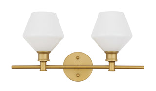 Gene 2 light Brass and Frosted white glass Wall sconce