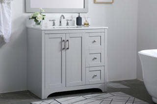 36 inch Single Bathroom Vanity in Grey with Backsplash