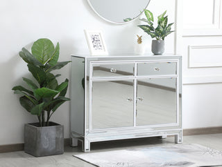 38 inch mirrored end table in white
