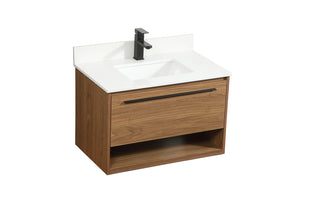 30 inch Single bathroom vanity in walnut brown with backsplash