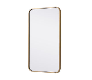 Soft corner metal rectangular mirror 18x30 inch in Brass