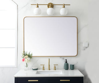 Soft corner metal rectangular mirror 30x40 inch in Brass