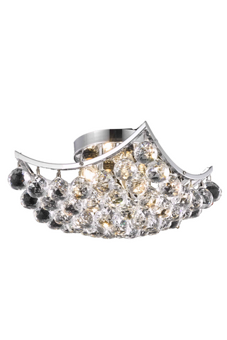 Corona 4 light Chrome Flush Mount Clear Royal Cut Crystal