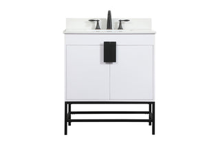30 inch Single bathroom vanity in white with backsplash