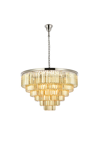 Sydney 33 light polished nickel Chandelier Golden Teak (Smoky) Royal Cut Crystal